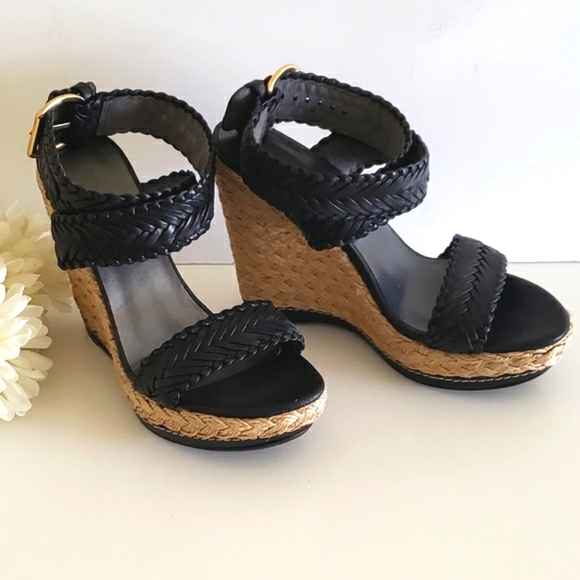 Stuart Weitzman Black Elixir espadrille wedges 6